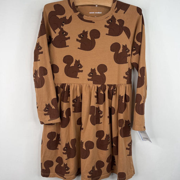 Sizer 6-7: Mini Rodini Brown Squirrel Print Long Sleeve Dress
