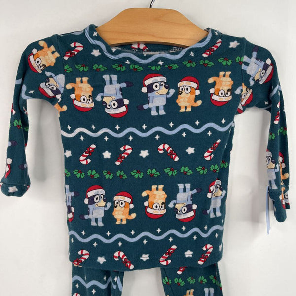 Size 18m: Bluey Teal Holiday Print 2pc PJs