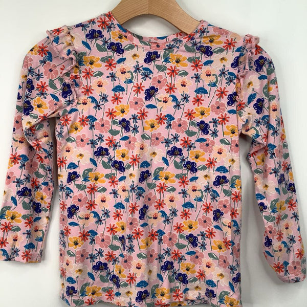 Size 8: Tea Pink/Colorful Floral Long Sleeve Shirt
