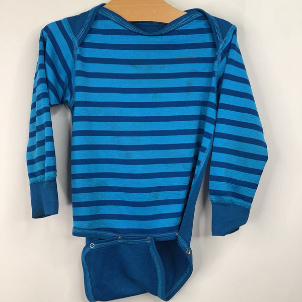 Size 3: Patagonia Blue Striped Base Layer Onesie