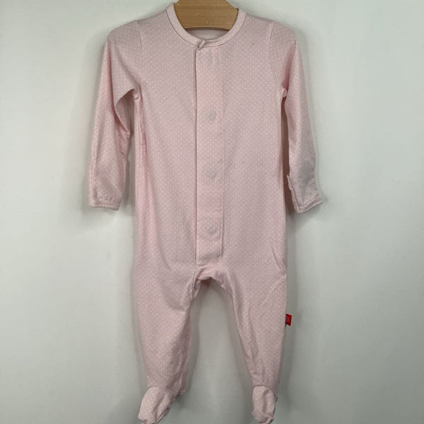 Size 3-6m: Magnetic Me Pink/White Polka Dot 1pc Footy PJs