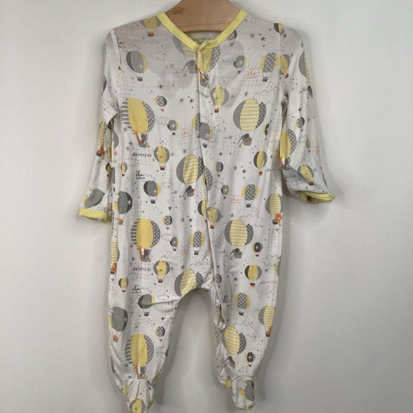 Size 0-3m: Magnetic Me White/Yellow Hot Air Balloon Print 1pc Footy PJs