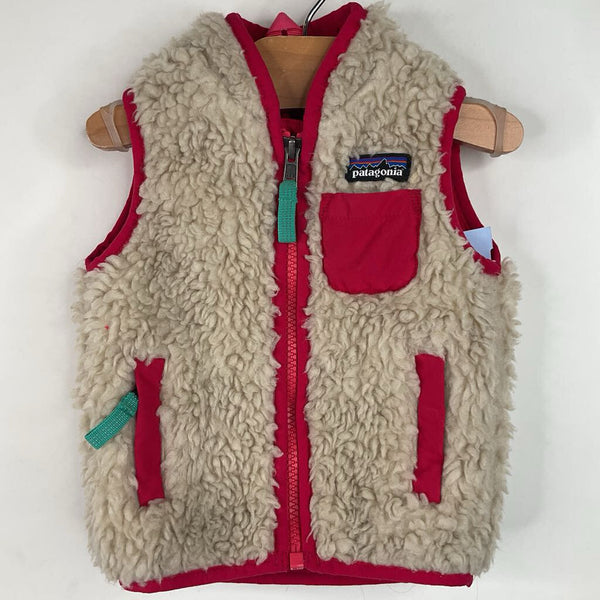 Size 3-6m: Patagonia Pink/Creme Sherpa Fleece Zip-Up Vest