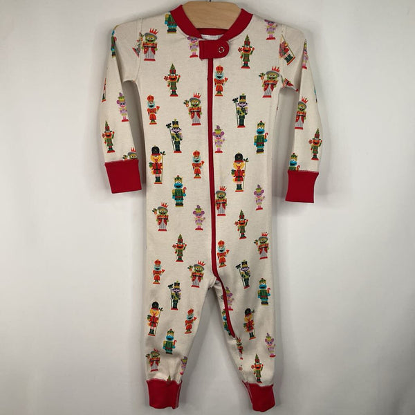 Size 2 (85): Hanna Andersson Creme/Red Nut Cracker Print 1pc PJs