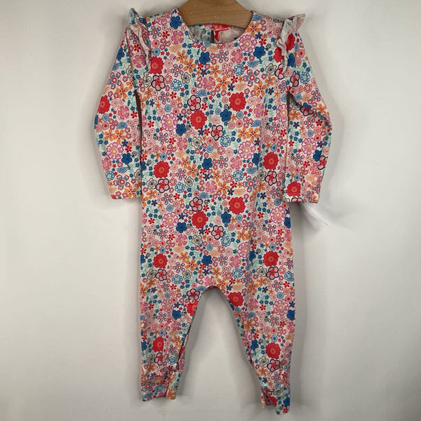 Size 12-18m: Tea White/Colorful Floral Cozy Romper