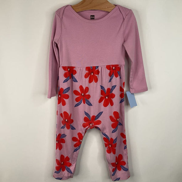 Size 12-18m: Tea Pink /Red Floral Cozy Romper