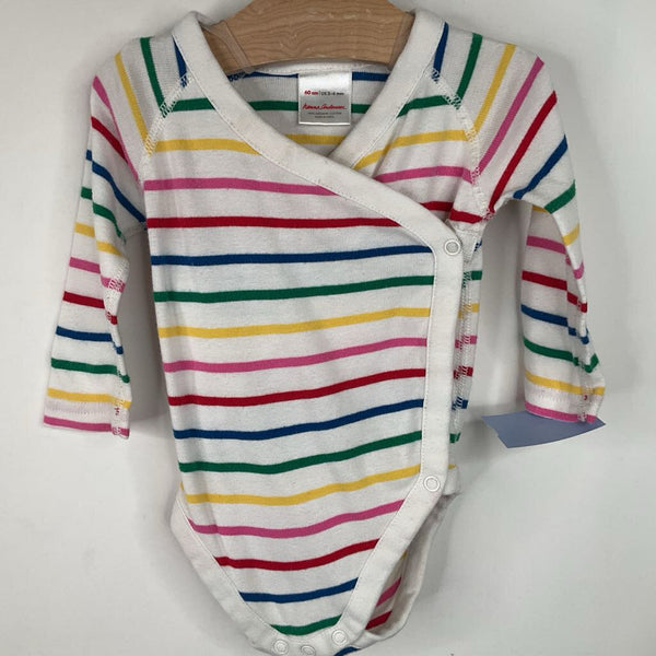 Size 3-6m (60): Hanna Andersson White/Colorful Striped Long Sleeve Onesie
