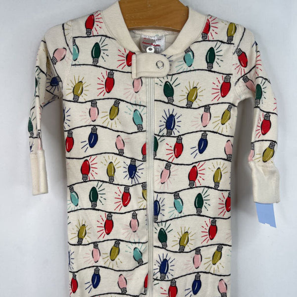 Size 3-6m (60): Hanna Andersson White Holiday Lights Print 1pc PJs