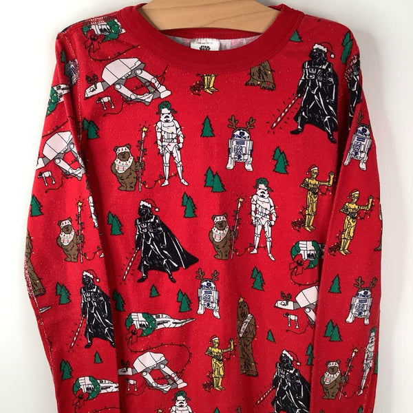 Size 12 (150): Hanna Andersson Red/Colorful Star Wars 2pc Holiday PJs