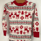 Size 3(90): Hanna Anderson White/Red Holiday Print Long Sleeve 2pc PJS
