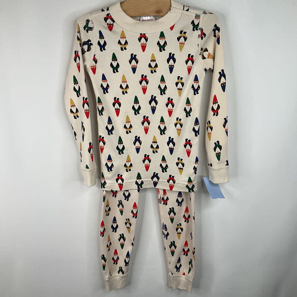 Size 4 (110): Hanna Anderson White Holiday Elves Long Sleeve 2pc PJS