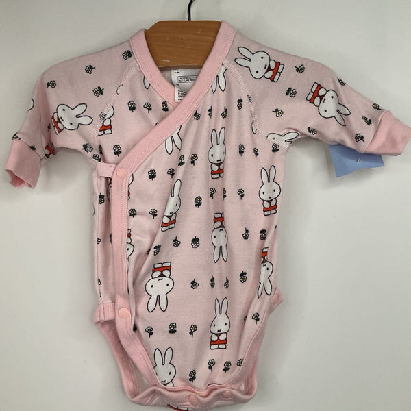 Size 0-3m: Uni Qlo Pink Rabbit Long Sleeve Onesie