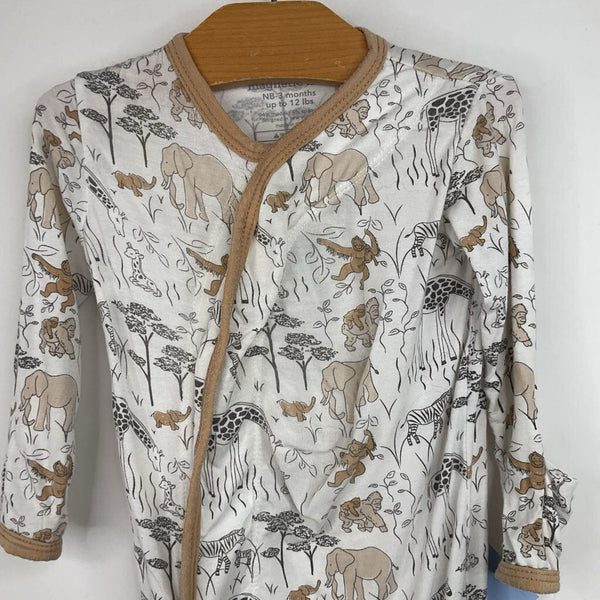 Size NB: Magnetic Me White/Tan Safari Animals Nighty PJs