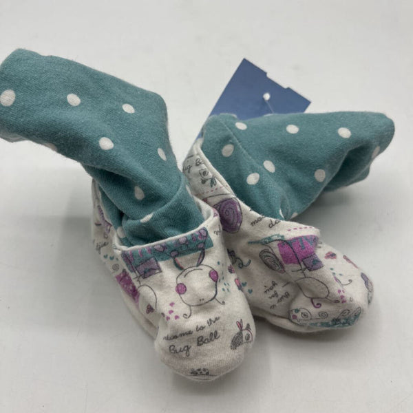 Size 6-18m: Naartjekids Blue Polka Dot/Purple Animals Baby Booties