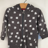 Size 9m: Petit Lem Grey/White Scratched Cozy Hooded Romper