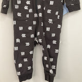 Size 9m: Petit Lem Grey/White Scratched Cozy Hooded Romper