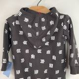 Size 9m: Petit Lem Grey/White Scratched Cozy Hooded Romper