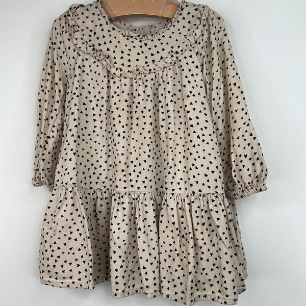 Size 12-18m: Gap Creme/Black Hearts Long Sleeve Dress