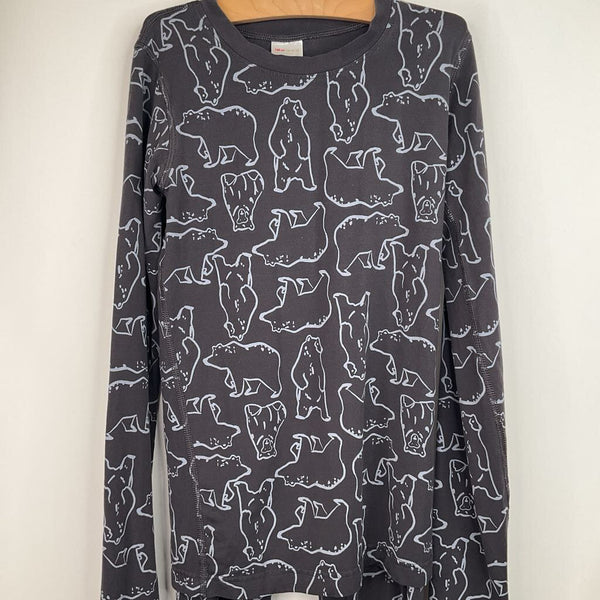 Size 14-16 (160): Hanna Andersson Grey Bear Print 2pc PJs