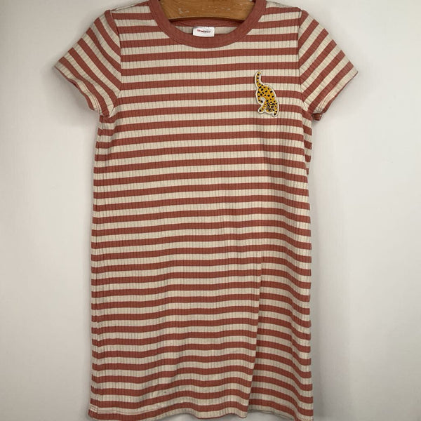 Size 6-7 (120): Hanna Andersson Pink/White Striped Short Sleeve Dress