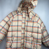 Size 12: Tiny Cottons Creme/Orange/Blue/Green Patterned Puffy Zip-Up Coat