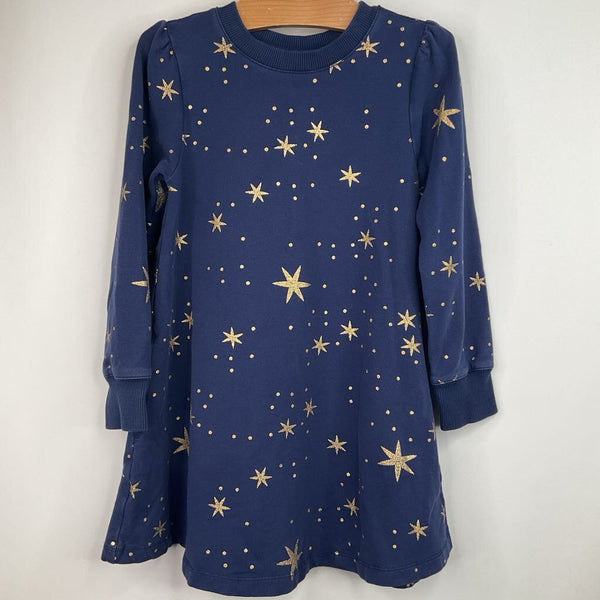 Size 5 (110): Hanna Andersson Blue/Golden Stars Cozy Long Sleeve Dress