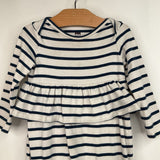 Size 9-12m: Tea White/Blue Striped Romper