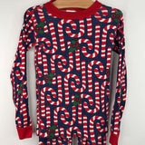 Size 6 (120): Hanna Andersson Navy Candy Cane Print Holiday 2pc PJs