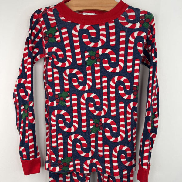 Size 6 (120): Hanna Andersson Navy Candy Cane Print Holiday 2pc PJs