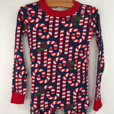 Size 5 (110): Hanna Andersson Navy Candy Cane Print Holiday 2pc PJs
