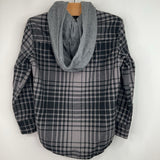 Size 5: Volcom Grey Plaid Button Up Hoodie