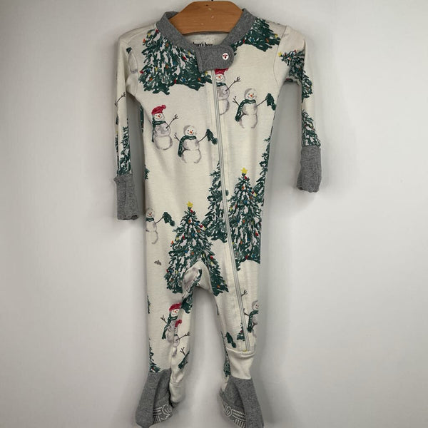 Size 0-3m: Burt's Bees Baby Winter Scene Footed Long-Sleeves Organic Onesie