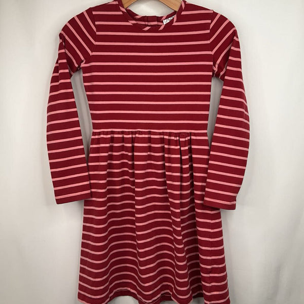 Size 10 (140): Hanna Andersson Red /Pink Strip Holiday Long Sleeve Dress