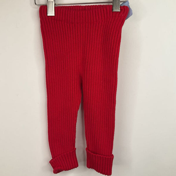 Size 6-12 (70): Hanna Andersson Red Ribbed Knitt Leggings