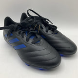 Size 2.5Y: Adidas Black/Blue Lace-Up Soccer Cleats