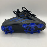 Size 2.5Y: Adidas Black/Blue Lace-Up Soccer Cleats