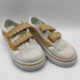 Size 9: Vans Creme/Yellow Velcro Strap Sneakers