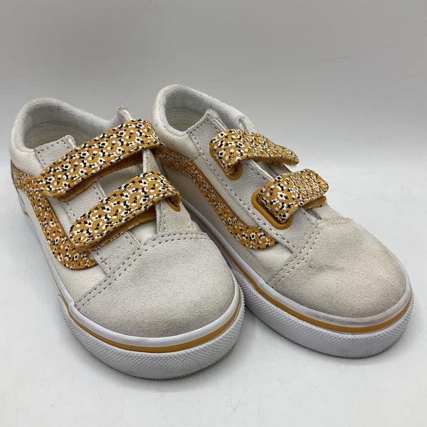 Size 9: Vans Creme/Yellow Velcro Strap Sneakers