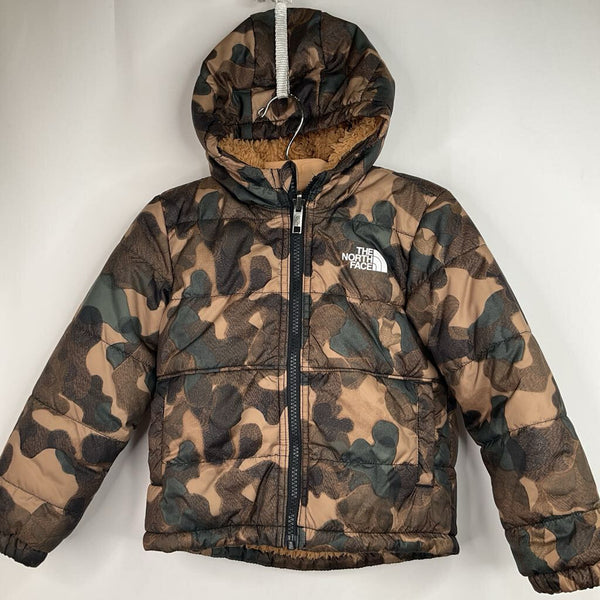 Size 3: The North Face Brown Camo Zip-Up Winter Coat