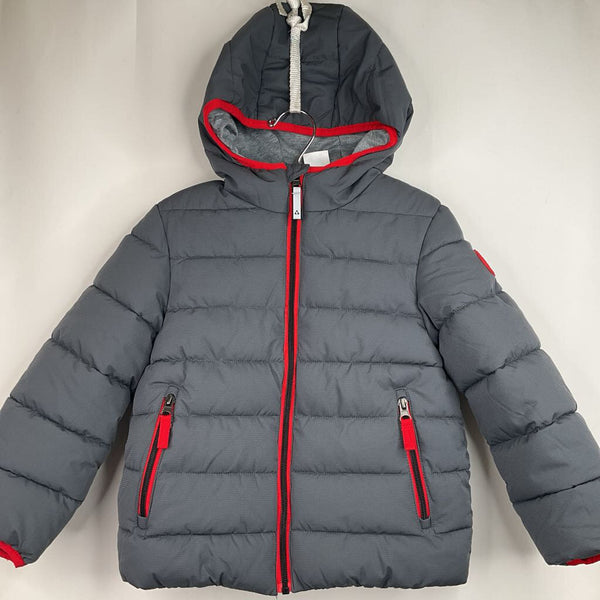 Size 5: Gerry Grey/Red Puffy Zip-Up Winter Coat