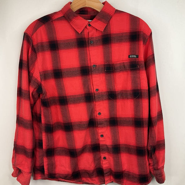 Size 11-12: Zara Red/Black Plaid Collared Button-Up Long Sleeve Shirt