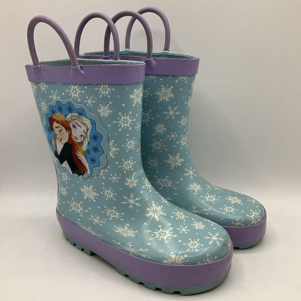 Size 9-10: Frozen Blue/Purple Snowflake Print Rain Boots