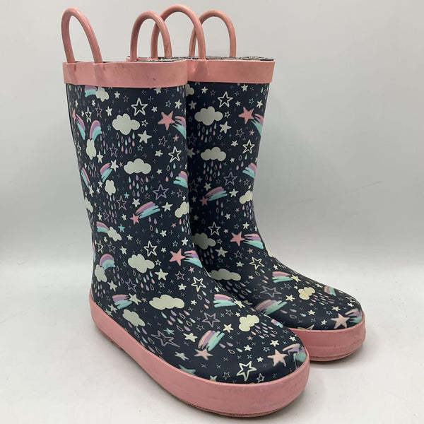 Size 11: Western Chief Blue/Pink Rainbow Print Rain Boots