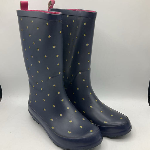 Size 4Y: Blue/Yellow Stars Rain Boots