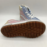 Size 8.5: Vans Blue/Pink/Creme Zip-Up Sneakers