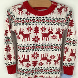 Size 4 (100): Hanna Andersson White/Red Reindeer Print 2pc PJs