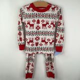 Size 4 (100): Hanna Andersson White/Red Reindeer Print 2pc PJs