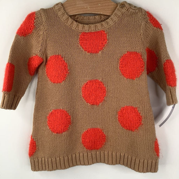 Size 0-3m: Gap Brown/Red Polka Dots Knitted Sweater