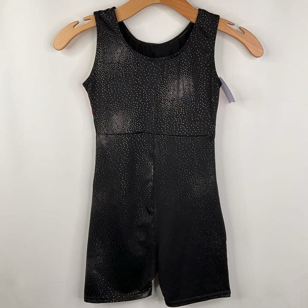 Size 12 (150): Black /Red/Yellow Striped Shorty Leotard