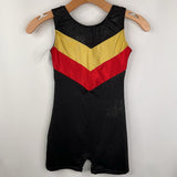 Size 12 (150): Black /Red/Yellow Striped Shorty Leotard
